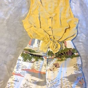 Vintage Style Yellow Rose Top